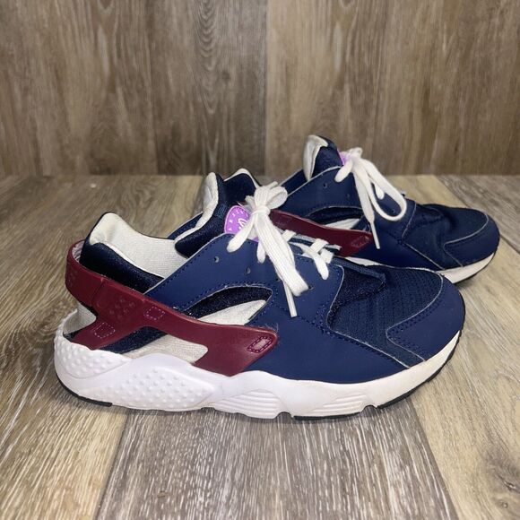 Nike Air Huarache Run Midnight Navy Blue Maroon 704951-404 Youth US Size 3Y - Picture 1 of 11